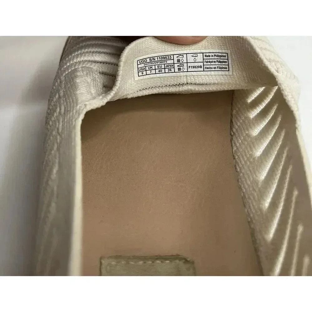 UGG Sammy Breeze Women's Size 9 Ivory Beige Rib Knit Sheer‎ Slide On Sneaker